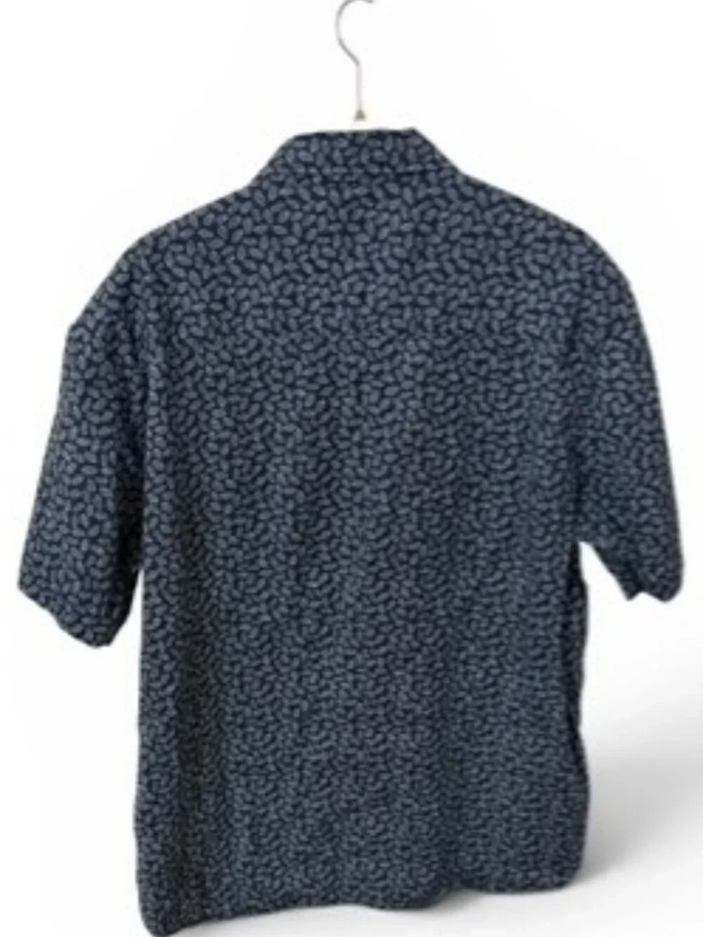 Marc Ecko Dark Blue Short Sleeve Shirt Leaf Motif 2 Pocket Men's XL